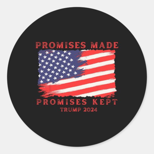 Sticker Rond Promesses faites Maintes élections Trump 2024 (Devant)