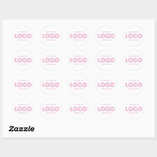 Sticker Rond Promo du logo rose moderne (Feuille)
