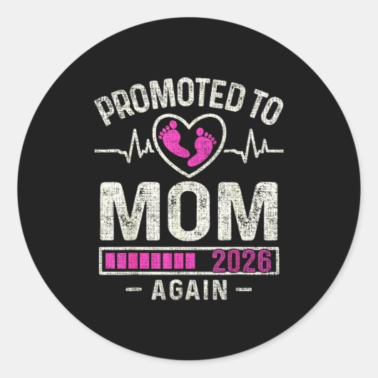 Sticker Rond Promoted To Mom Again 2026 Expecting Baby Soon To (Devant)