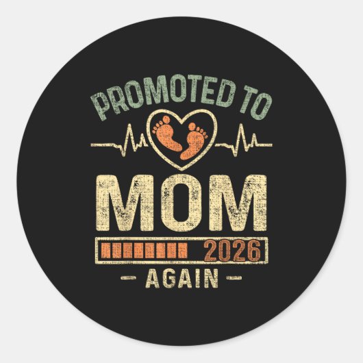 Sticker Rond Promoted To Mom Again 2026 Expecting Baby Soon To (Devant)