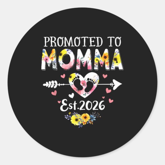 Sticker Rond Promoted To Momma 2026 First Time New Grandma Preg (Devant)