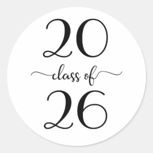 Sticker Rond Promotion 2026 Écriture Moderne Blanche Noire Dipl