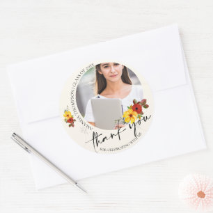 Sticker Rond Promotion 2026 Photo Floral Remerciements de fin d