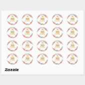 Sticker Rond Promotion 2026, Thème Floral Or Rose (Feuille)