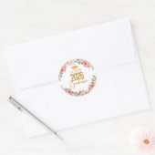 Sticker Rond Promotion 2026, Thème Floral Or Rose (Enveloppe)