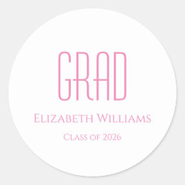 Sticker Rond Promotion de la classe 2026 Typographie rose simpl