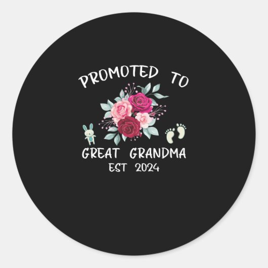 Sticker Rond Promu À Great Grand-mère Est 2024 (Devant)