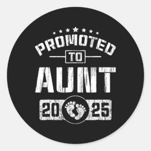 Sticker Rond Promu À Tante Est. 2025 Drôle Bientôt Être Tante