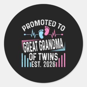 Sticker Rond Promue Grand-Mère de Jumeaux Est 2026 Baby S