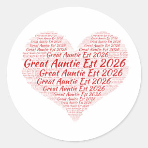 Sticker Rond Promue Grande Tante Établi 2026, Cadeau pour Tante