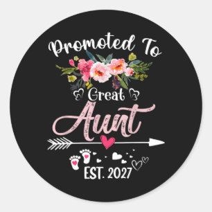 Sticker Rond Promue Grande Tante Établi 2027 Drôle Floral Premi