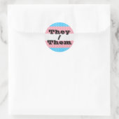 Sticker Rond Pronoun Boho Stripe Transgender Pride personnalisa (Sac)