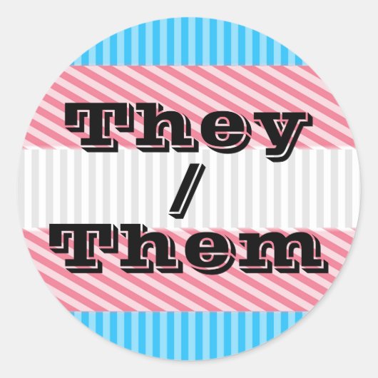 Sticker Rond Pronoun Boho Stripe Transgender Pride personnalisa (Devant)
