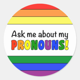 Sticker rond Pronouns (Arc-en-ciel)