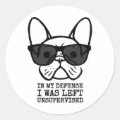 Sticker Rond Propriétaire Cool French Bulldog (Devant)