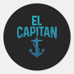 Sticker Rond Propriétaire du bateau El Capitan capitaine de pon