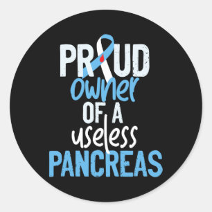 Sticker Rond Propriétaire Fière D'Un Pancréas Inutile Type 1 Di
