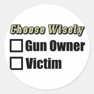 Sticker Rond Propriétaire ou victime d'arme à feu ?