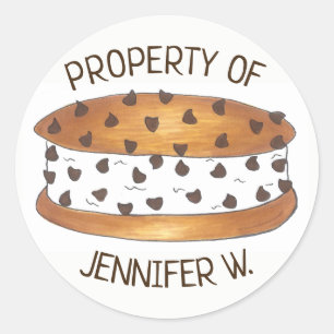 Sticker Rond Propriété de Chipwich Ice Cream Foodie personnalis