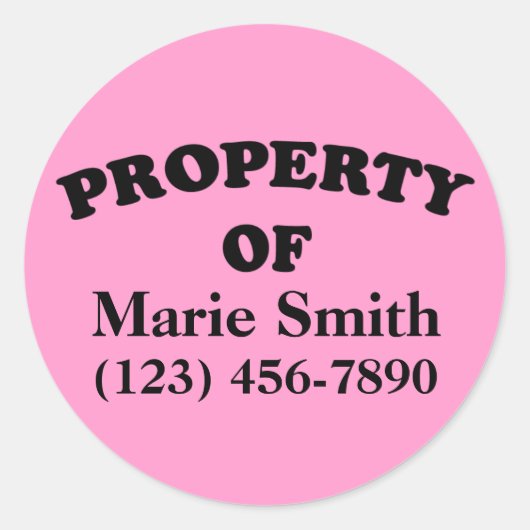 Sticker Rond Propriété de l'autocollant personnalisé (Devant)
