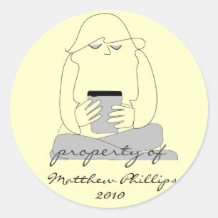 Sticker Rond Propriété de .. personne lisant un livre à main