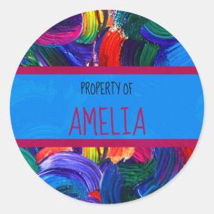 Sticker Rond Propriété de votre nom Faux Peint