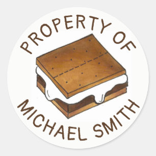 Sticker Rond PROPRIÉTÉ DU Camping S'mores