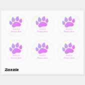 Sticker Rond Propriété du nom de votre chien personnalisable (Feuille)
