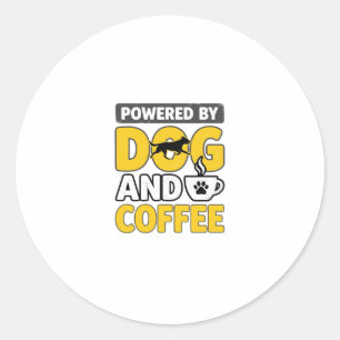 Sticker Rond Propulsé par le chien et le café Vintage Shirt Des