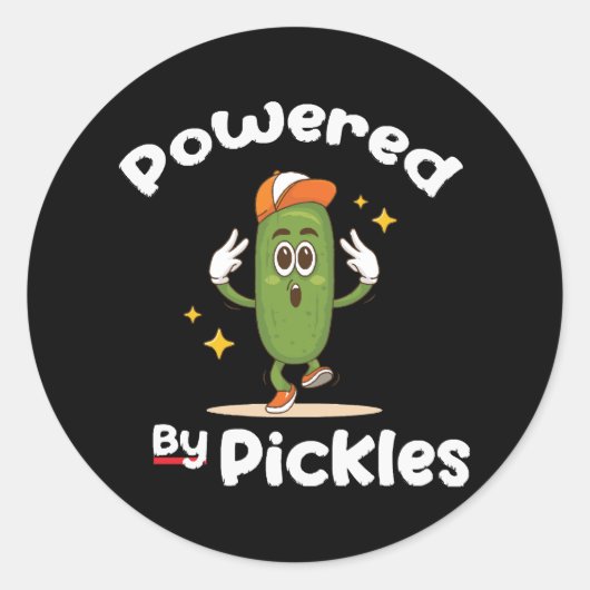 Sticker Rond Propulsé par Pickles Nourriture Pickle Drôle (Devant)