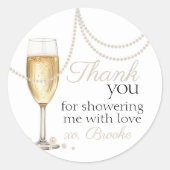 Sticker Rond Prosecco Perles élégant Remerciements pour la soir (Devant)