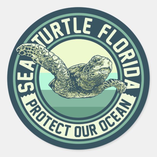 Sticker Rond Protection contre les tortues marines (Devant)
