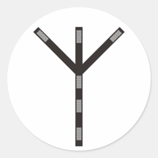 Sticker Rond Protection d'Algiz Rune (Devant)