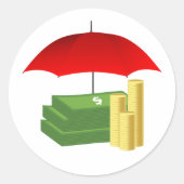 Sticker Rond Protection de la sécurité financière avec paraplui (Devant)