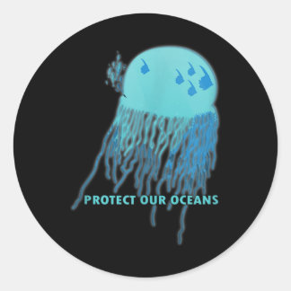 Sticker Rond Protection De l'environnement contre les méduses, 