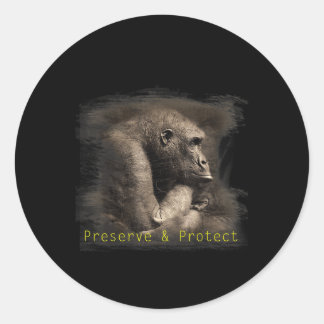Sticker Rond Protection De l'environnement des gorilles de mont