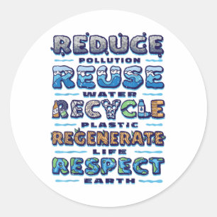 Sticker Rond Protection de l'environnement, écologie, réduction