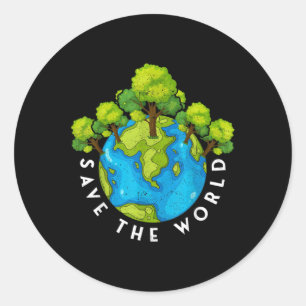 Sticker Rond Protection de l'environnement Sauvez le monde