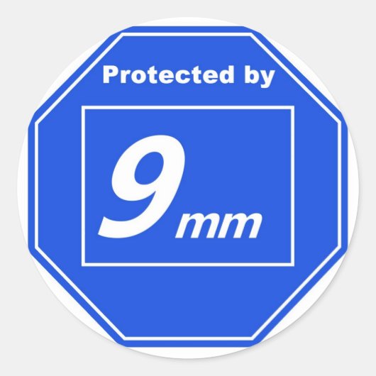 Sticker Rond Protégé par 9mm (Devant)