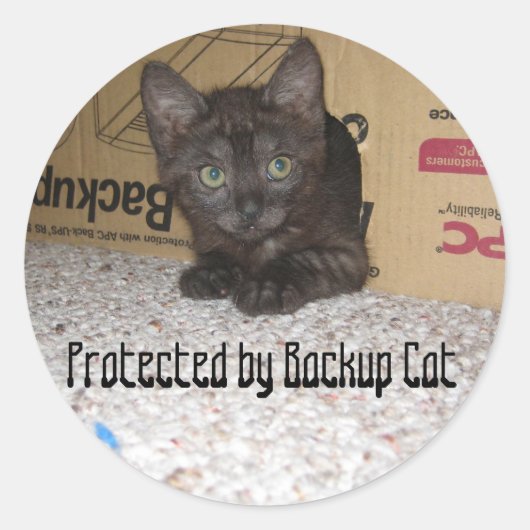 Sticker Rond Protégé par le chat de sauvegarde (Devant)