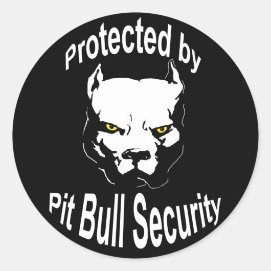 Sticker Rond Protégé par Pit Bull Security (Devant)