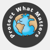 Sticker Rond Protéger ce qui compte Éco Terre Design (Devant)