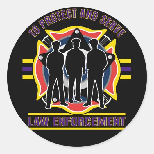 Sticker Rond Protéger et servir la police (Devant)
