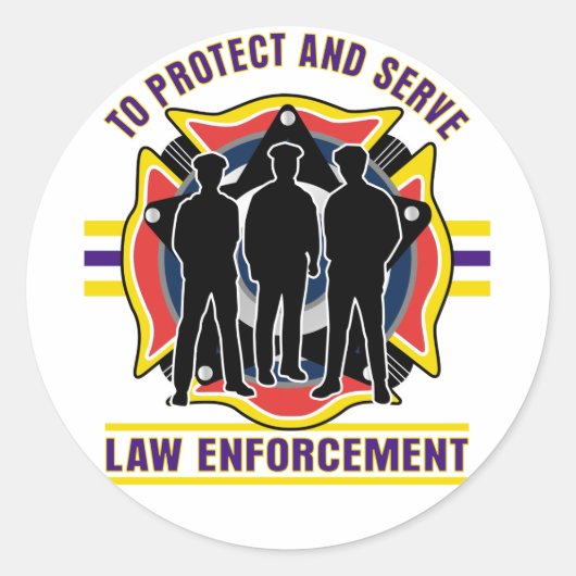 Sticker Rond Protéger et servir la police (Devant)