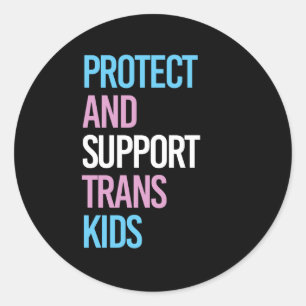 Sticker Rond Protéger et soutenir les enfants trans