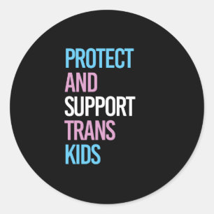 Sticker Rond Protéger et soutenir les enfants trans