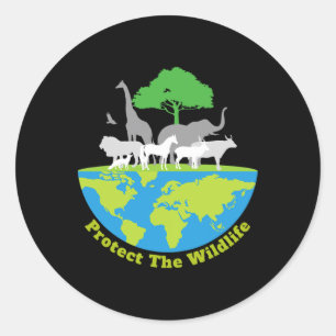 Sticker Rond Protéger Le Jour des terres Nature Sauvons Safari