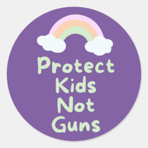 Sticker Rond Protéger les enfants et non les armes à feu Word A