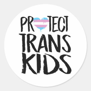 STICKER ROND PROTÉGER LES ENFANTS TRANS