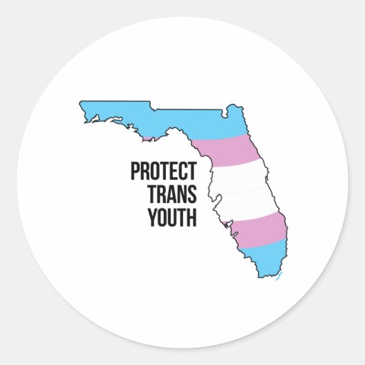 Sticker Rond Protéger les jeunes trans de Floride (Devant)